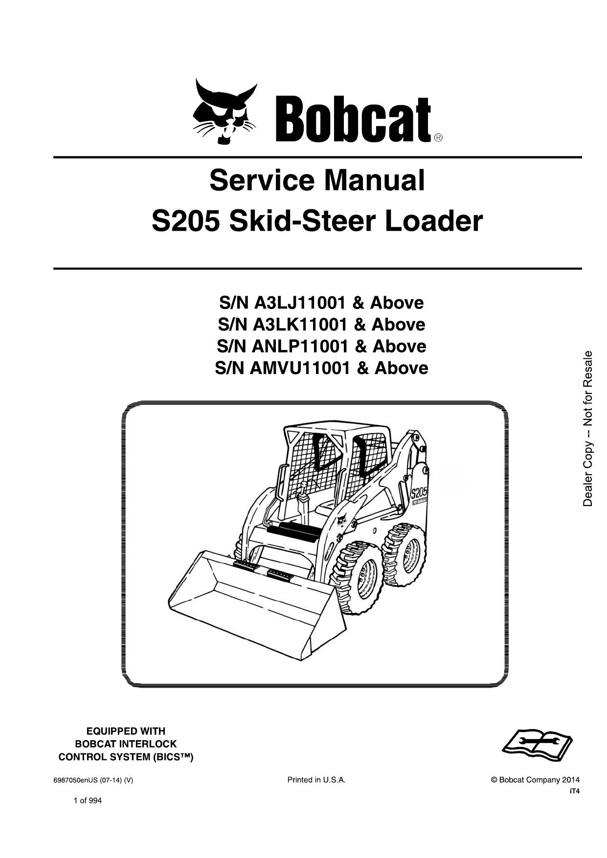 S205 Skid-Steer Loader Service Manual Bobcat 4